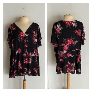Torrid black floral blouse